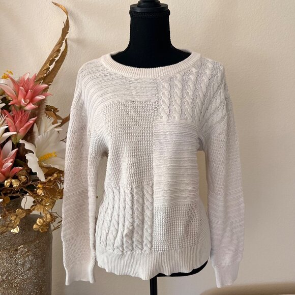Cream White Knit Cottagecore Sweater Womens L - Picture 1 of 9